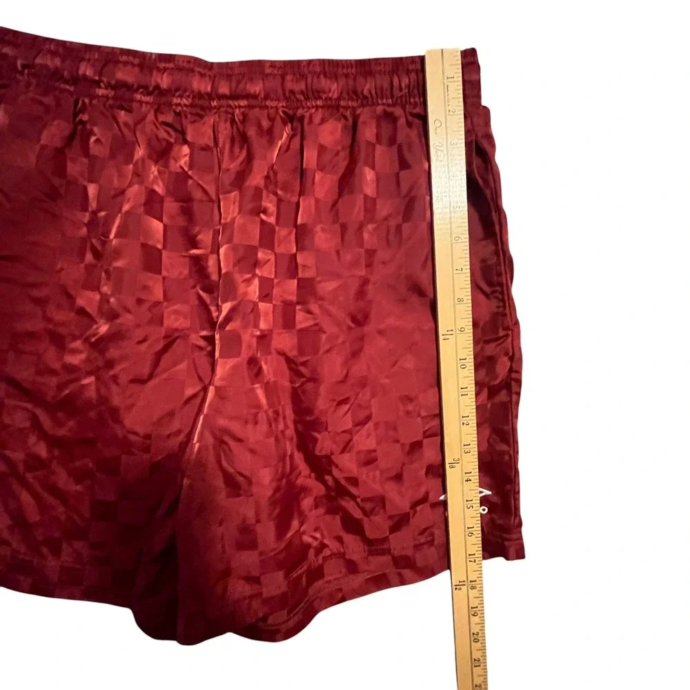 Umbro Soccer Shorts Men Large Maroon Checkerboard Shiny Blokecore Athletic Retro